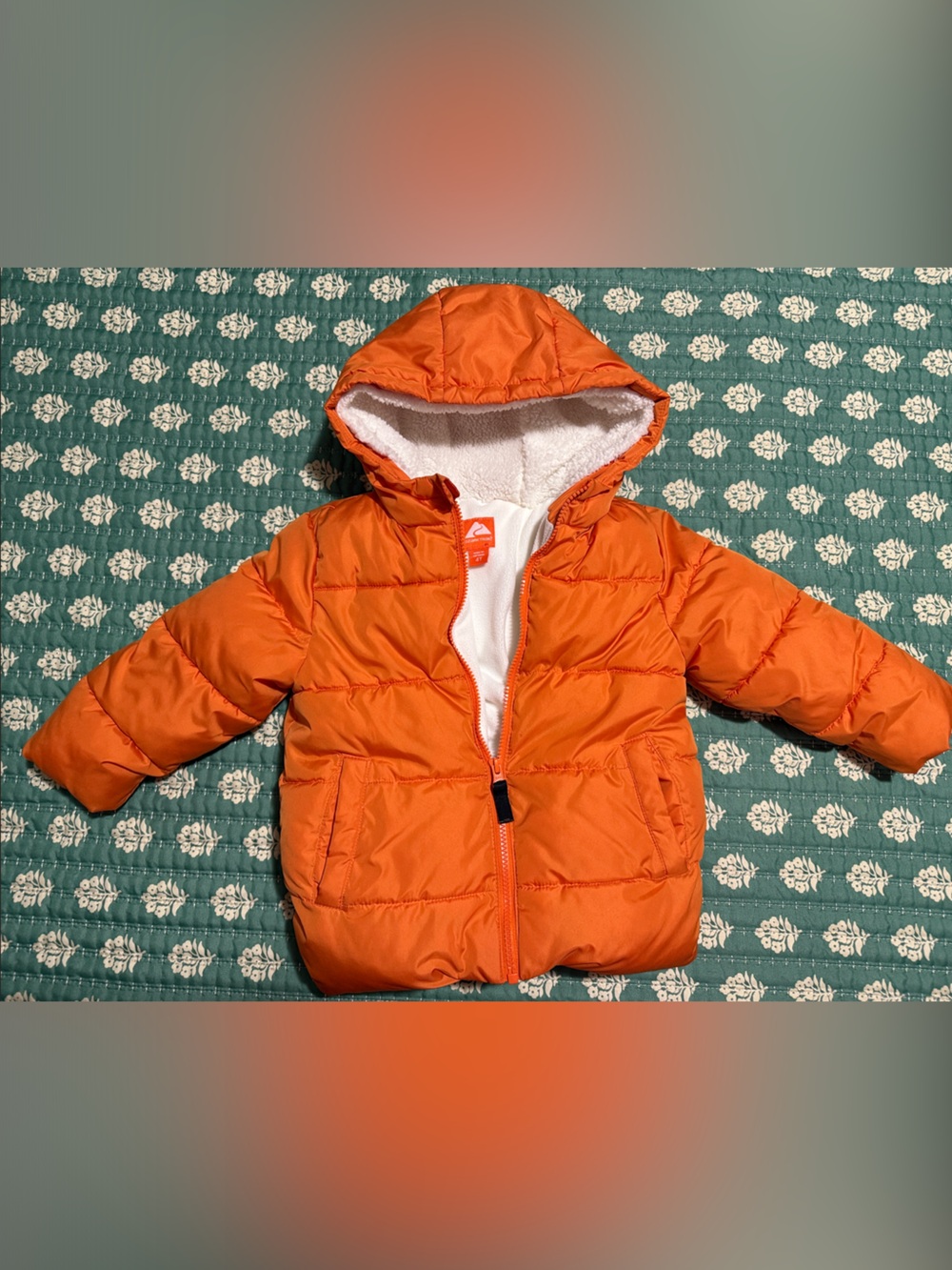 Orange Puffer Hooded Kids Jacket